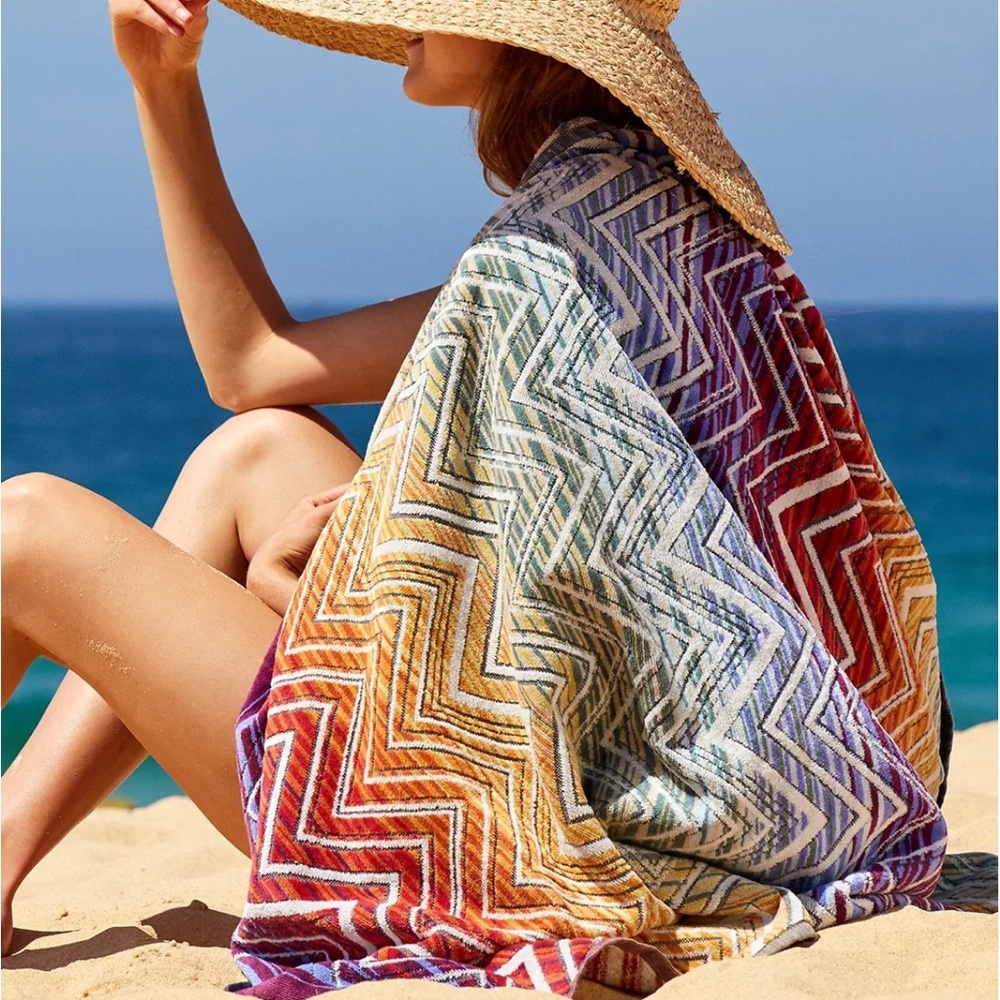 Missoni Tolomeo Beach Towel New zig zag print, oversized Color:Aranci 40” X 70”